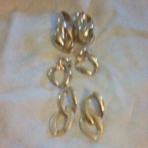 Silver Hoop Earrings Set